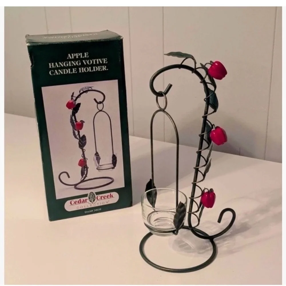 Cedar Creek Collection Apple Hanging Votive Candle Holder Wrought Iron Table Top